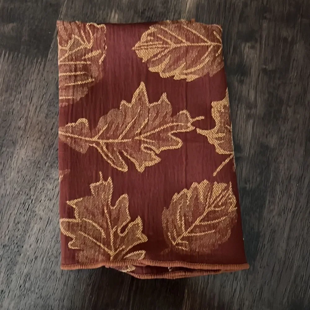 Autumnal Set of 3 Leaf Reversible Quilted Placemats and (3) Napkin Mismatch Set